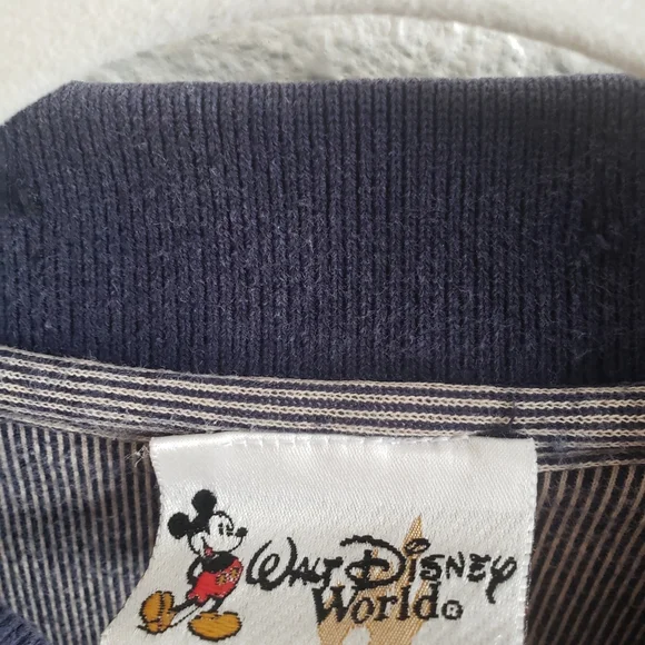 #Disney World Polo Shirt Pinstripe stretch cotton# - Picture 3 of 11